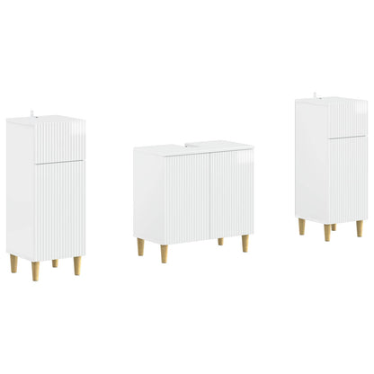 Set di Armadi da Bagno da 2 Pezzi ARNHEM Bianco Lucido | homemem39