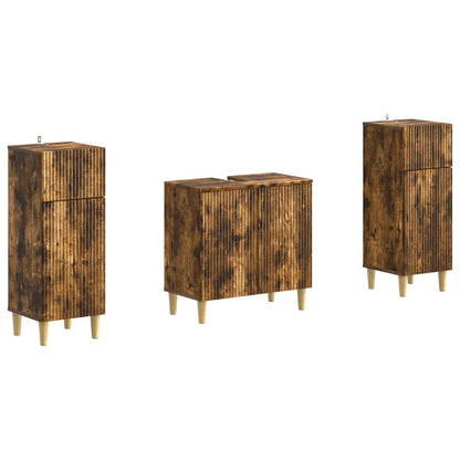 Set di armadietti da bagno in 3 pezzi ARNHEM Rovere Fumo