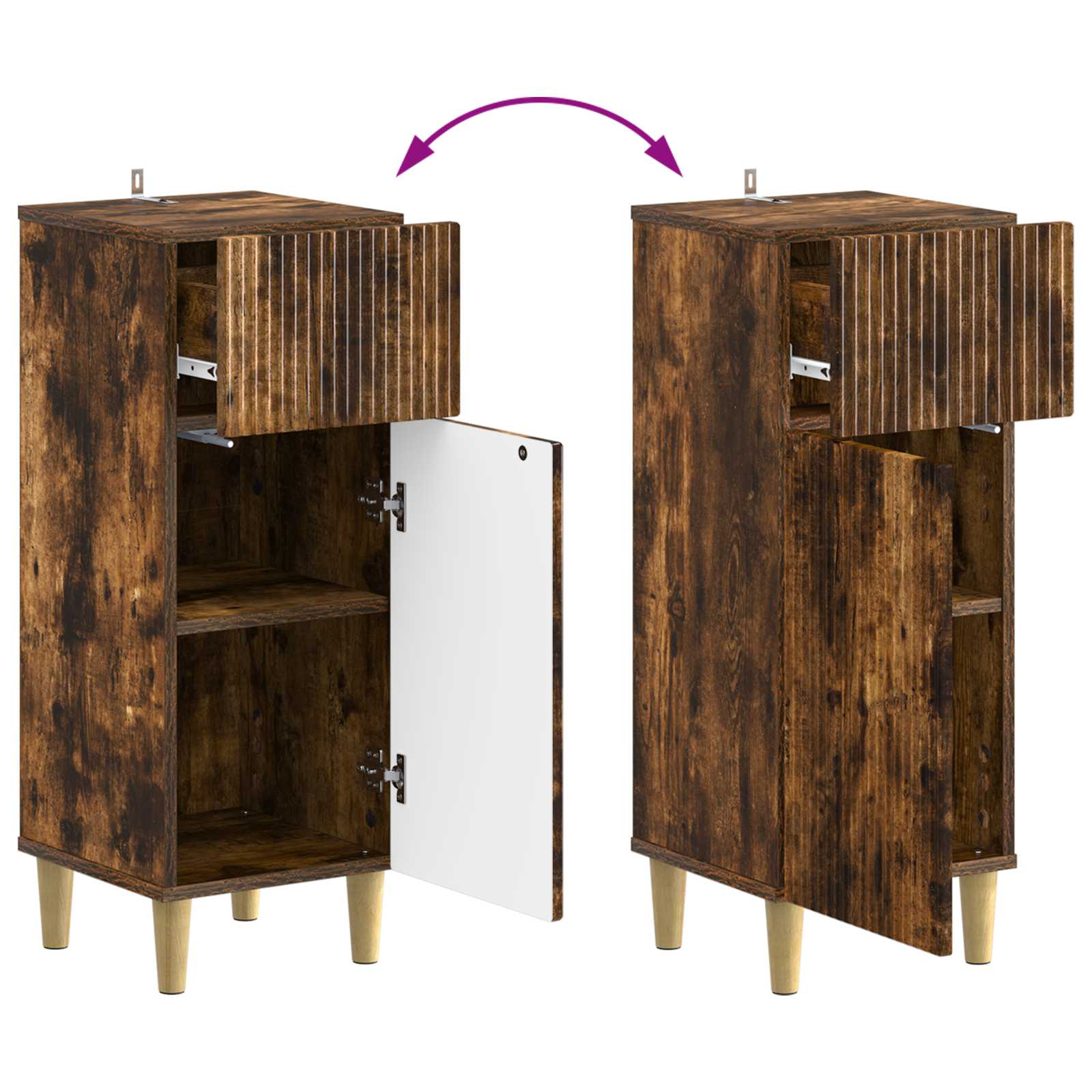 Set di Armadi da Bagno da 2 Pezzi ARNHEM Rovere Fumo | homemem39