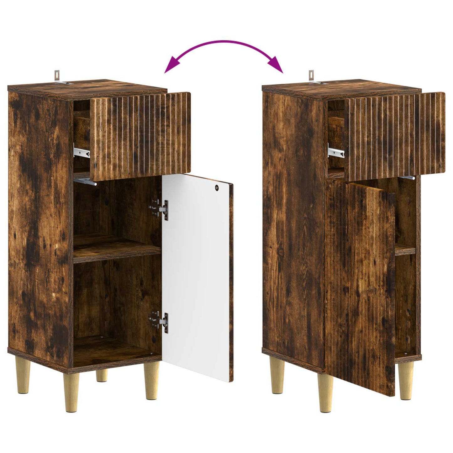 Set di armadietti da bagno in 3 pezzi ARNHEM Rovere Fumo