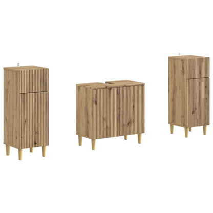 Set di Armadi da Bagno da 2 Pezzi ARNHEM Rovere Artigianale | homemem39