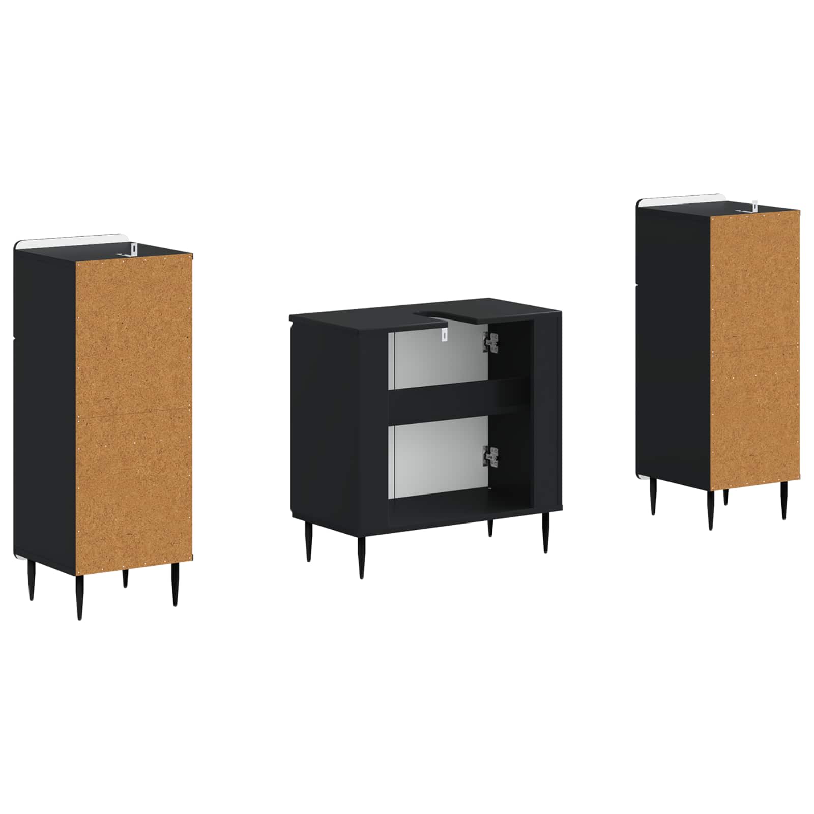 Set di Armadi da Bagno da 2 Pezzi HAARLEM Nero | homemem39