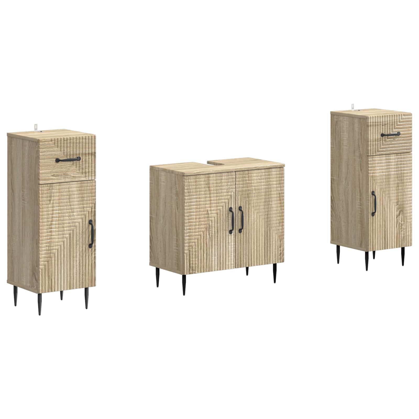Set di Armadi da Bagno da 2 Pezzi HAARLEM Rovere Sonoma | homemem39