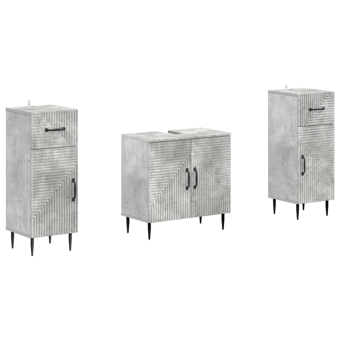 Set di armadietti da bagno in 3 pezzi HAARLEM Grigio Cemento
