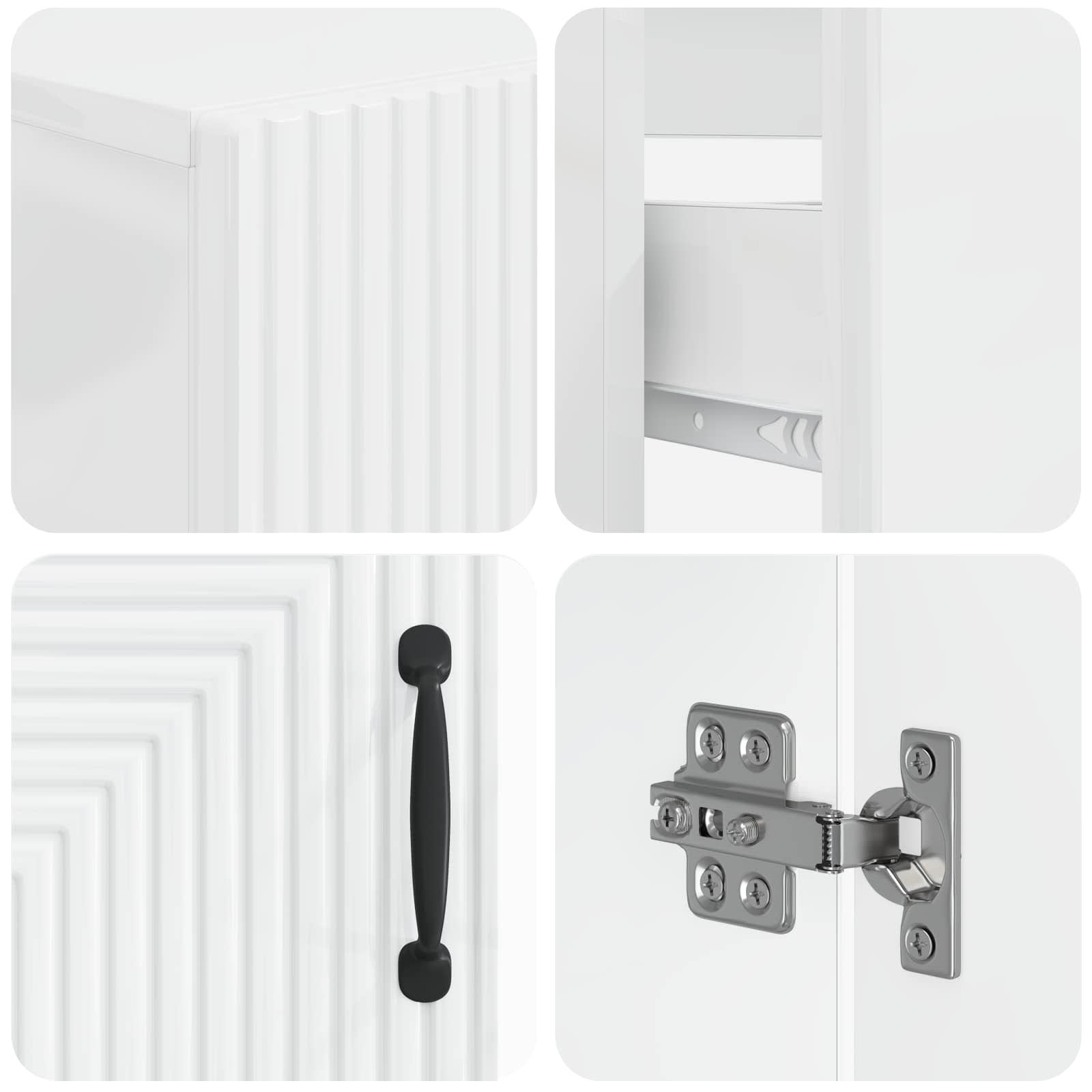 Set di Armadi da Bagno da 2 Pezzi HAARLEM Bianco Lucido | homemem39