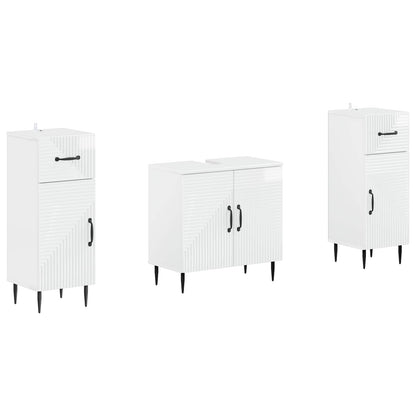 Set di armadietti da bagno in 3 pezzi HAARLEM Bianco Lucido