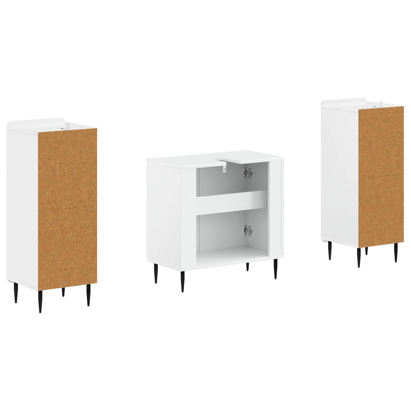 Set di Armadi da Bagno da 2 Pezzi HAARLEM Bianco Lucido | homemem39
