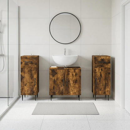 Set di armadietti da bagno in 3 pezzi HAARLEM Rovere Fumo