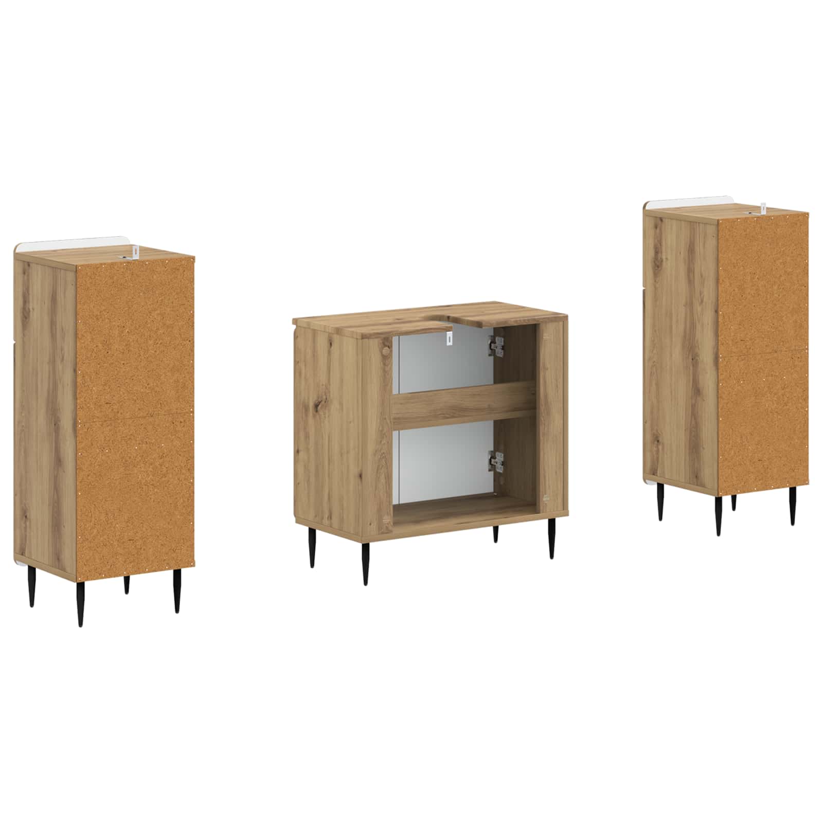 Set di Armadi da Bagno da 2 Pezzi HAARLEM Rovere Artigianale | homemem39
