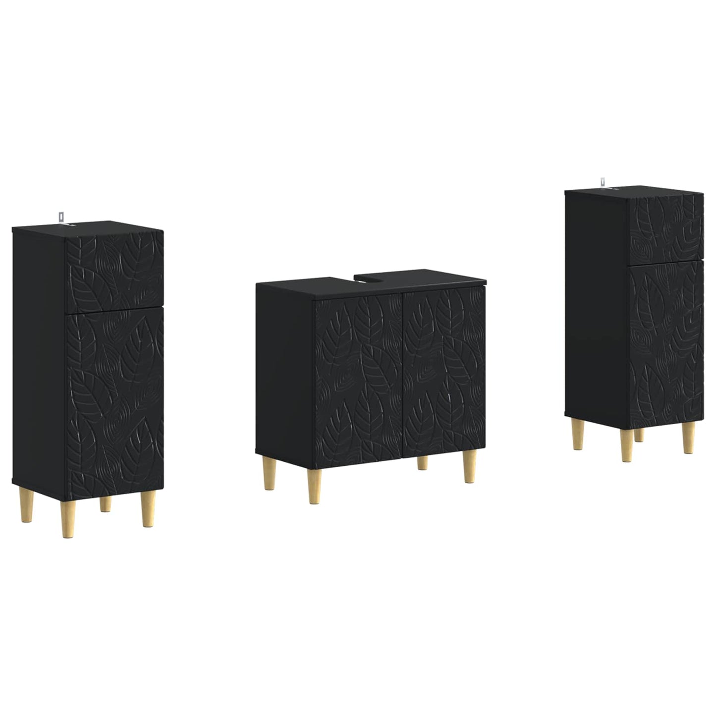 Set di armadietti da bagno in 3 pezzi DELFT Nero