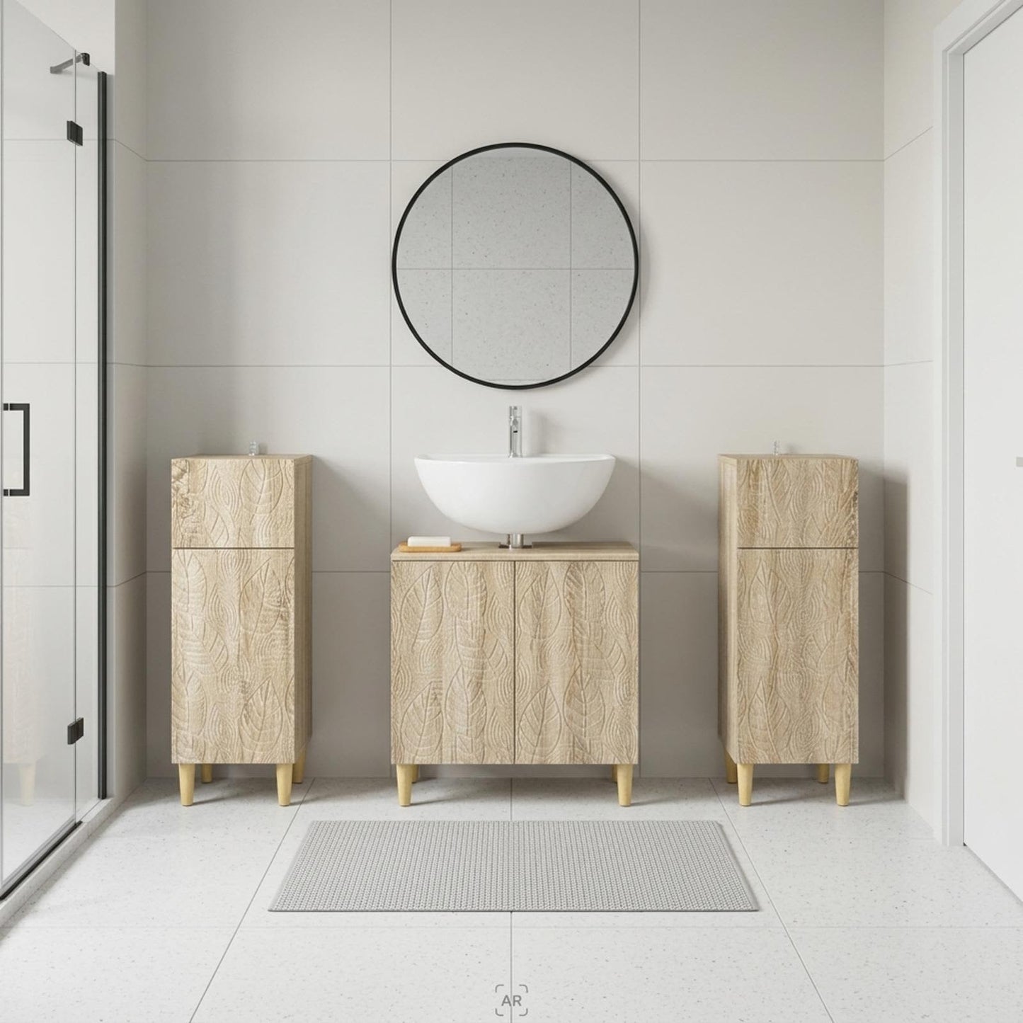 Set di armadietti da bagno in 3 pezzi DELFT Rovere Sonoma