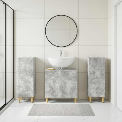 Set di armadietti da bagno in 3 pezzi DELFT Grigio Cemento