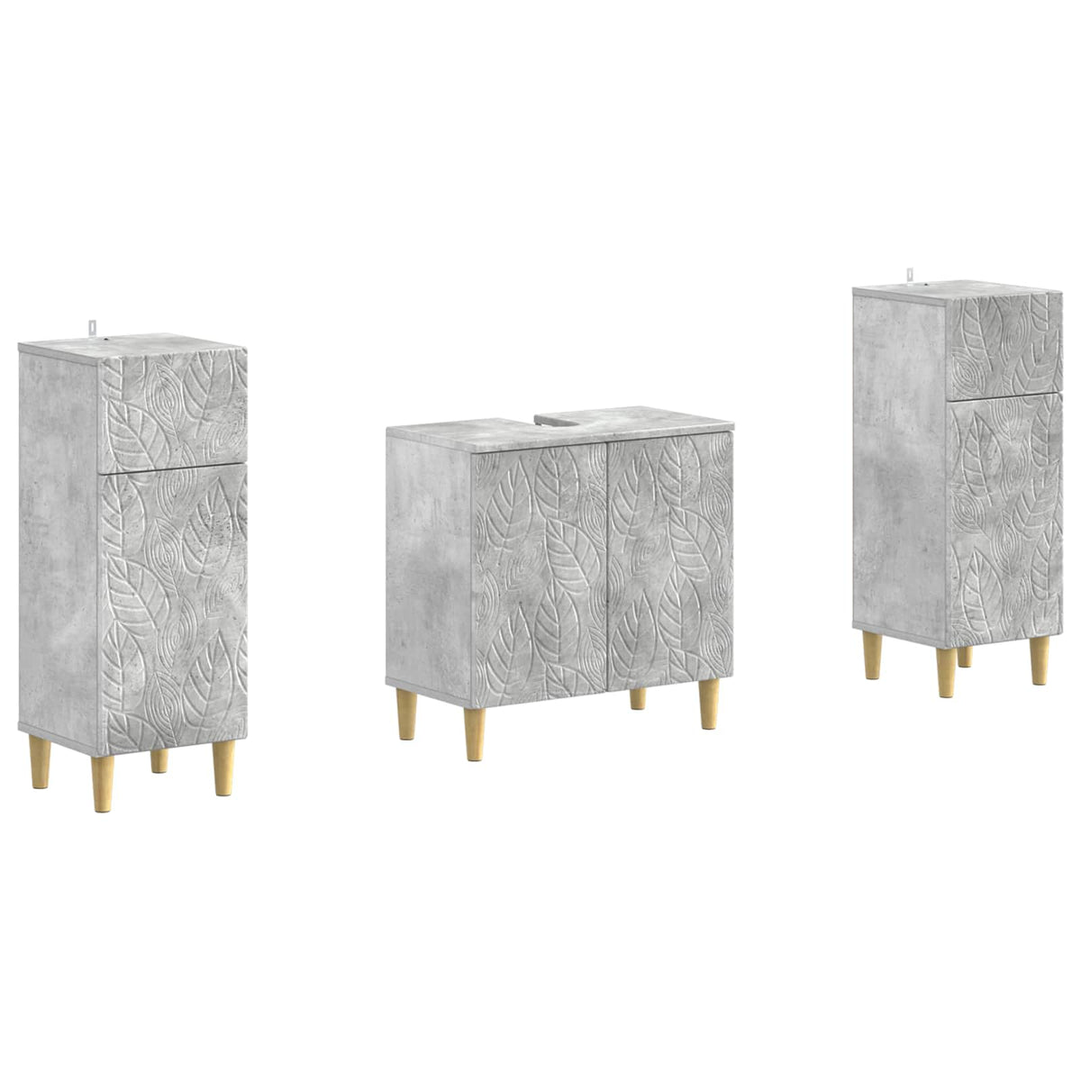 Set di armadietti da bagno in 3 pezzi DELFT Grigio Cemento