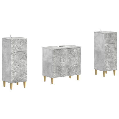 Set di armadietti da bagno in 3 pezzi DELFT Grigio Cemento