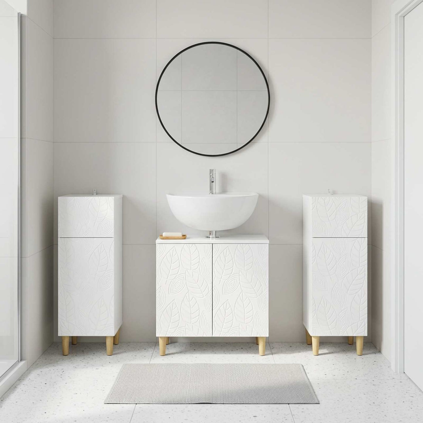 Set di armadietti da bagno in 3 pezzi DELFT Bianco Lucido