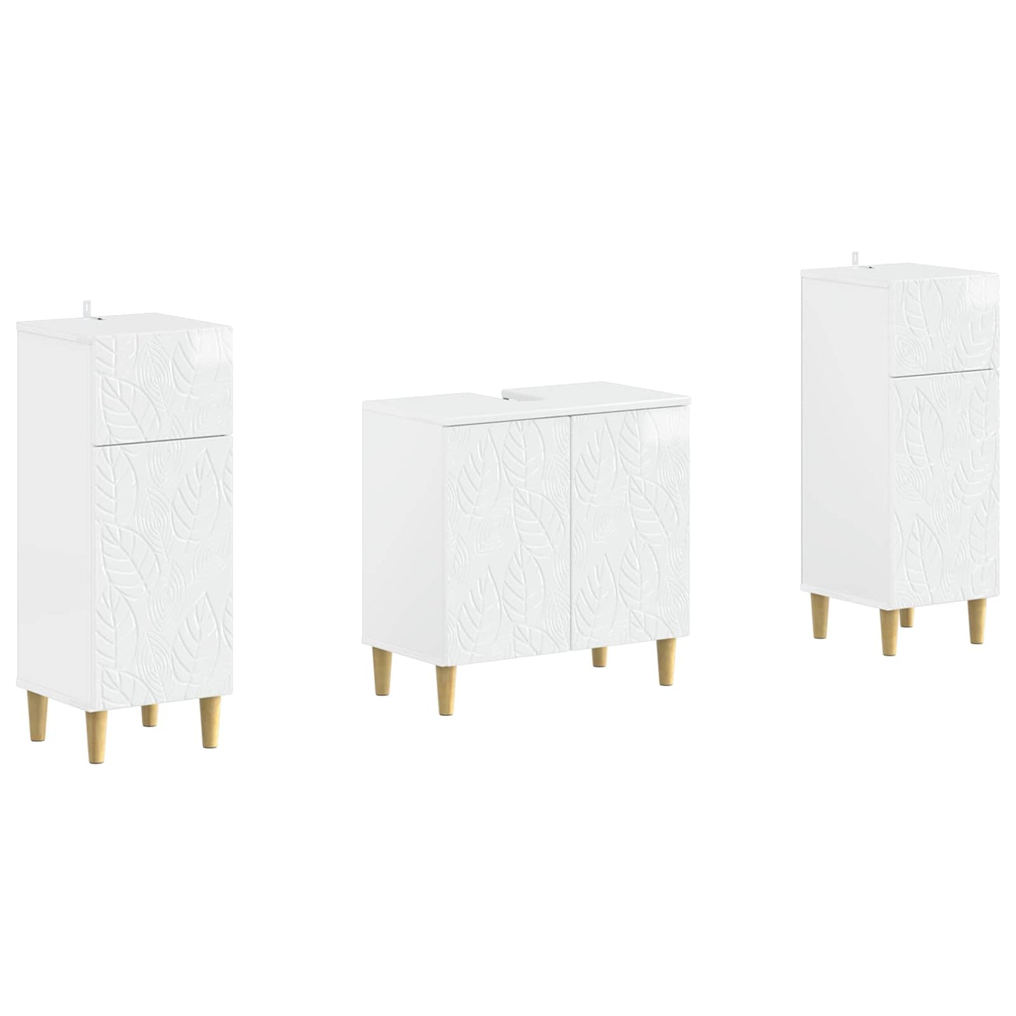 Set di Armadi da Bagno da 2 Pezzi DELFT Bianco Lucido | homemem39