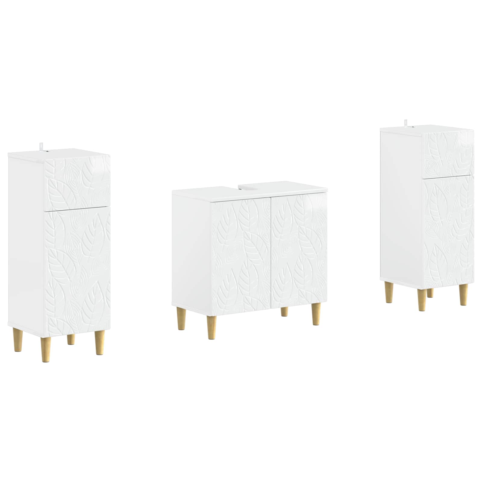 Set di Armadi da Bagno da 2 Pezzi DELFT Bianco Lucido | homemem39