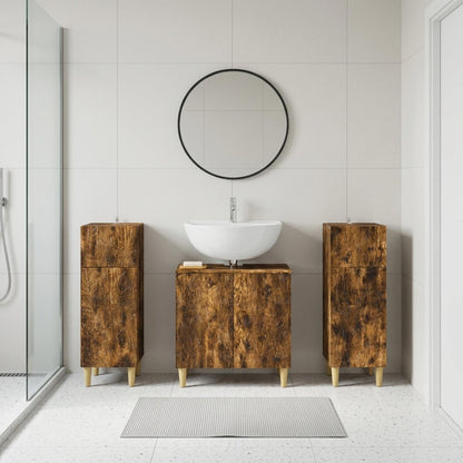 Set di armadietti da bagno in 3 pezzi DELFT Rovere Fumo