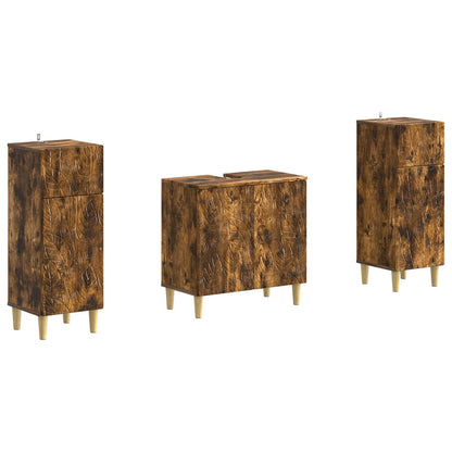 Set di Armadi da Bagno da 2 Pezzi DELFT Rovere Fumo | homemem39