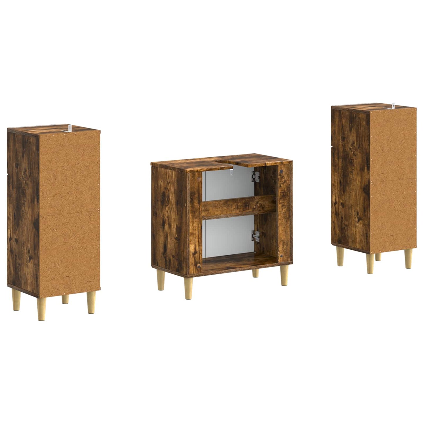Set di Armadi da Bagno da 2 Pezzi DELFT Rovere Fumo | homemem39