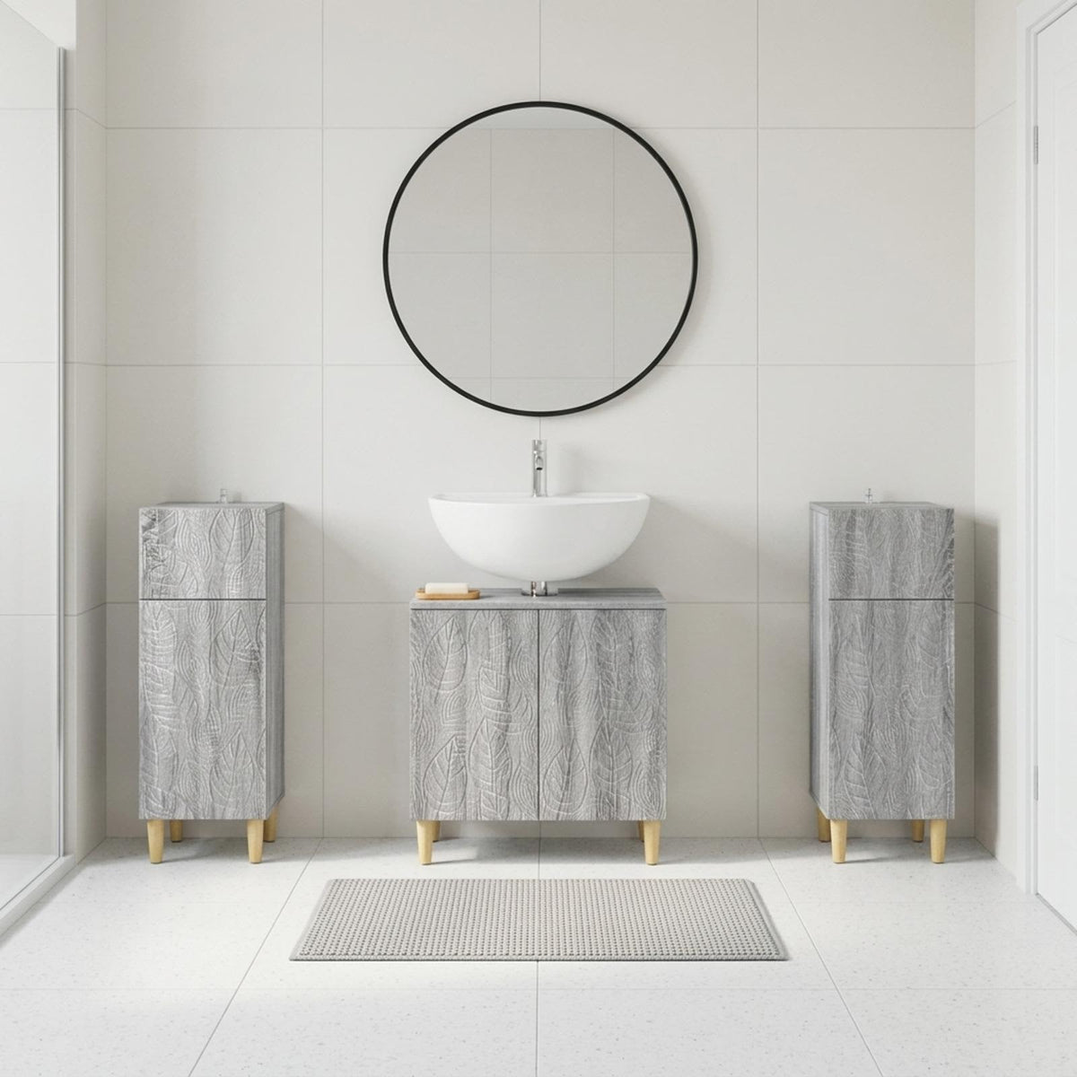 Set di armadietti da bagno in 3 pezzi DELFT Sonoma grigio