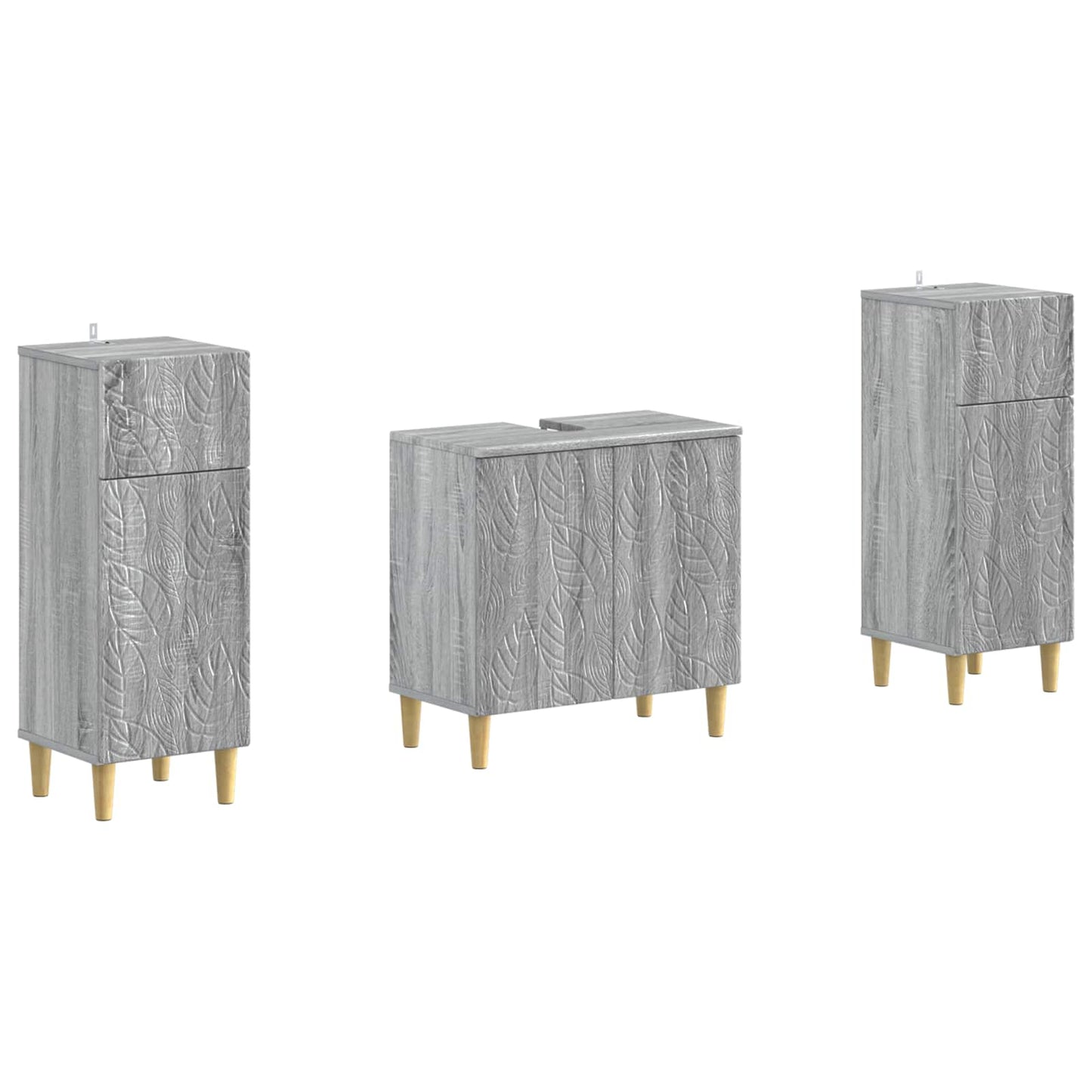 Set di armadietti da bagno in 3 pezzi DELFT Sonoma grigio