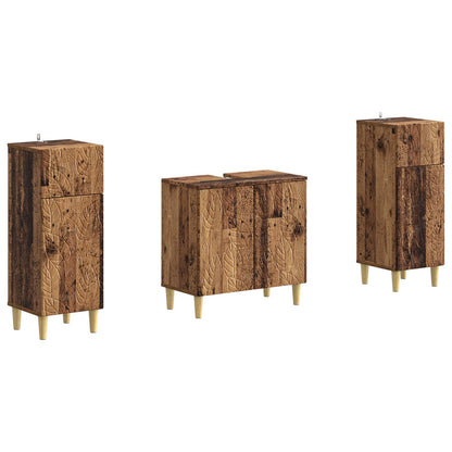 Set di armadietti da bagno in 3 pezzi DELFT Legno antico