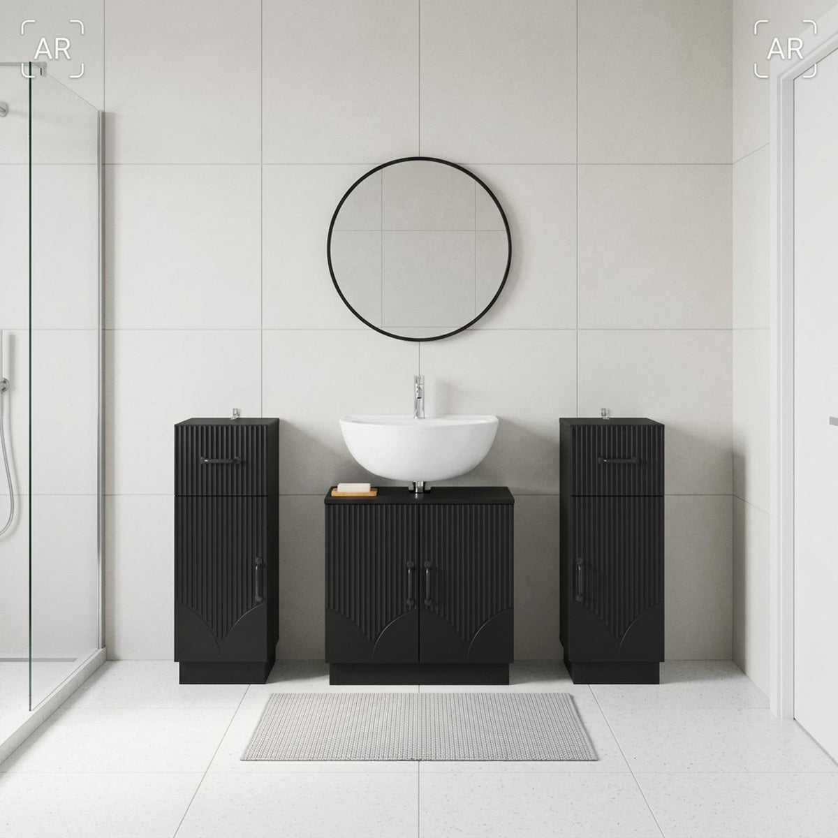 Set di armadietti da bagno in 3 pezzi HOORN Nero