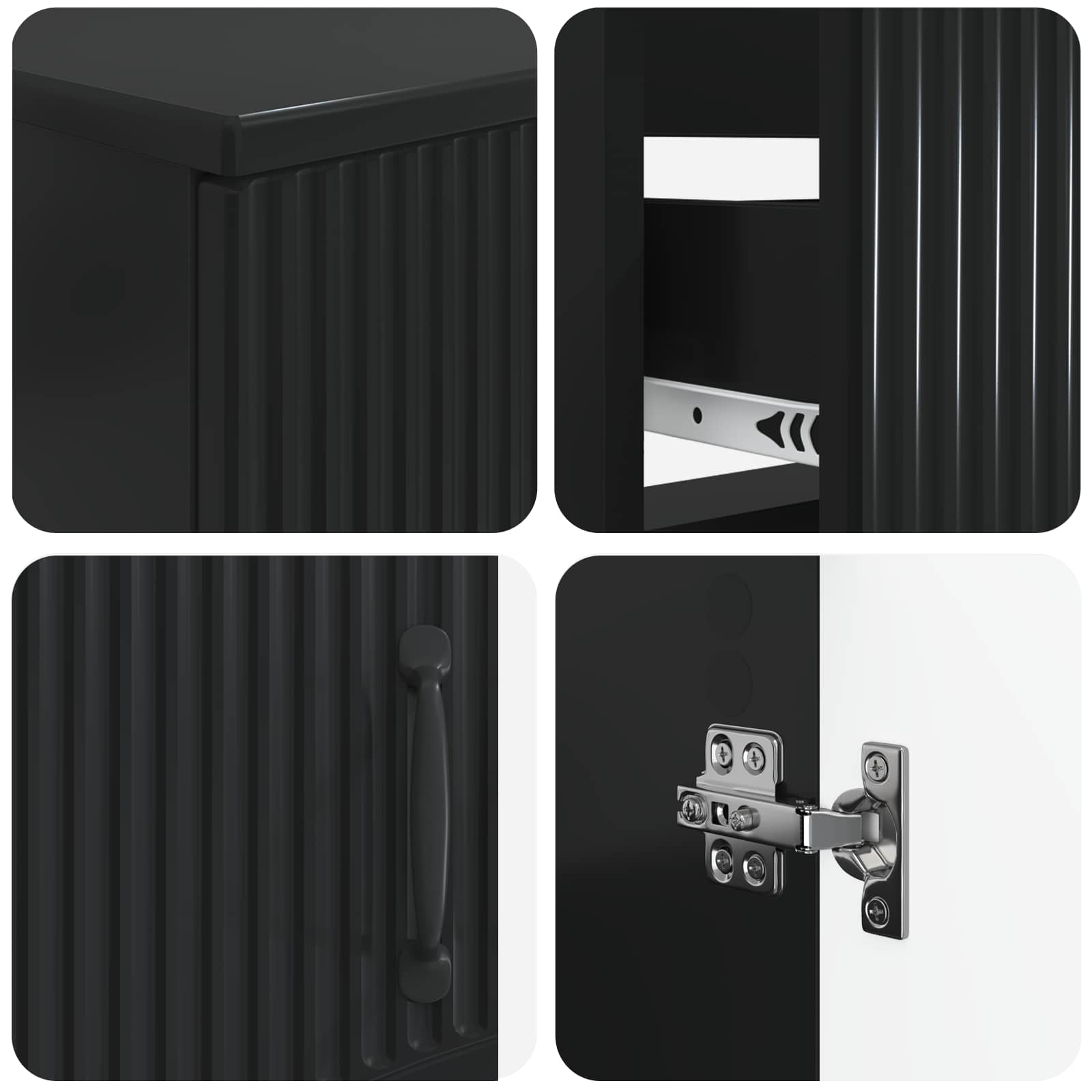 Set di Armadi da Bagno da 2 Pezzi HOORN Nero | homemem39