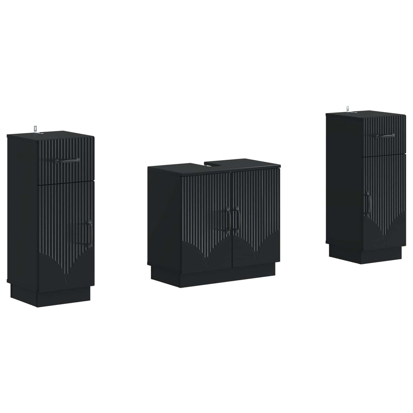 Set di armadietti da bagno in 3 pezzi HOORN Nero