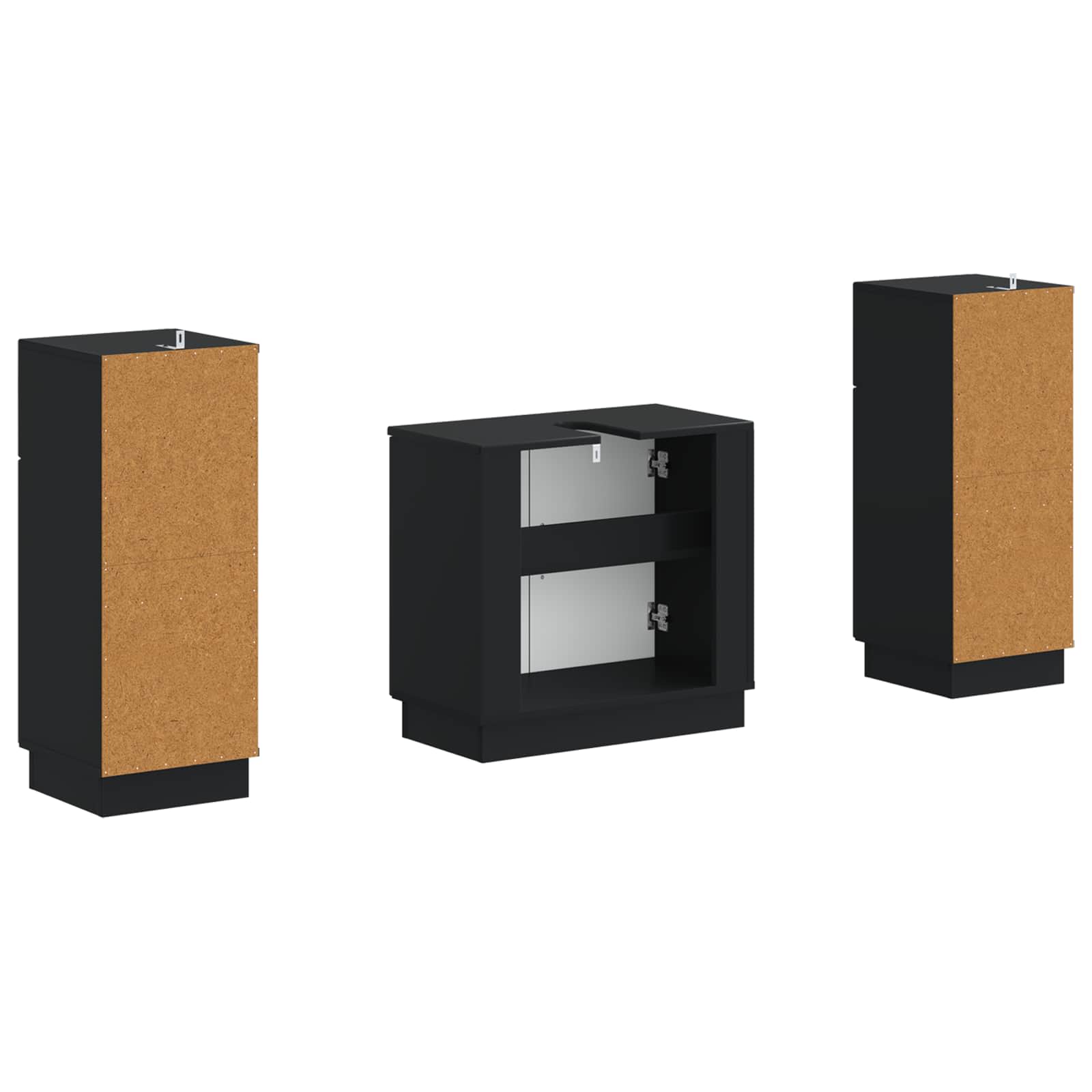 Set di Armadi da Bagno da 2 Pezzi HOORN Nero | homemem39