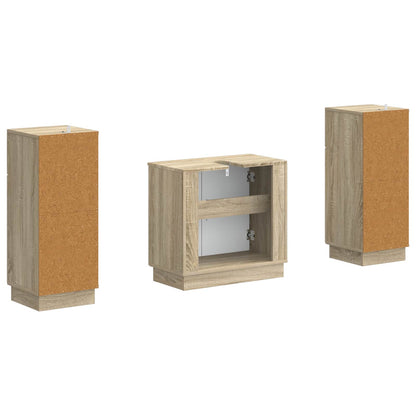 Set di armadietti da bagno in 3 pezzi HOORN Rovere Sonoma