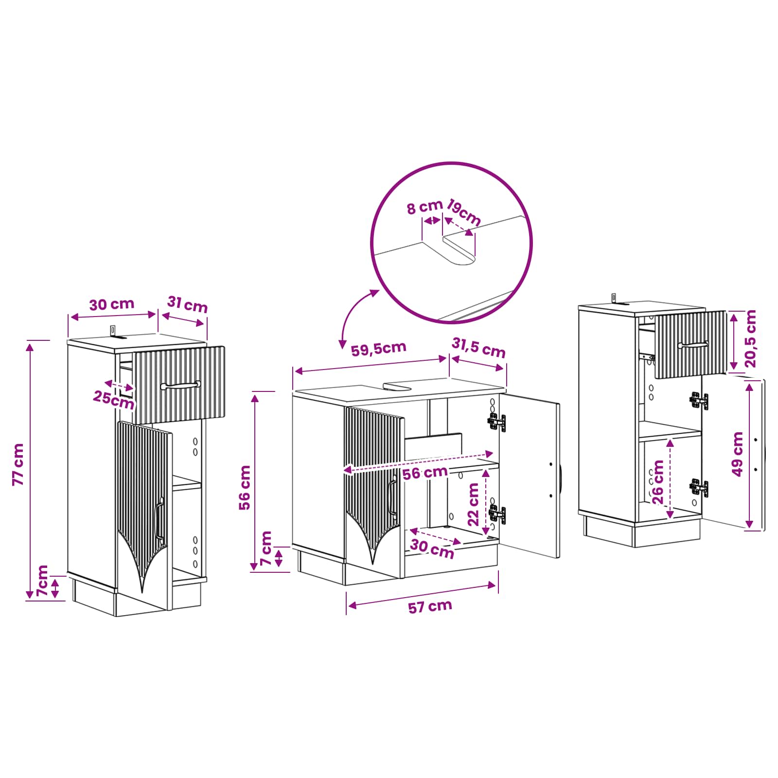Set di Armadi da Bagno da 2 Pezzi HOORN Rovere Sonoma | homemem39