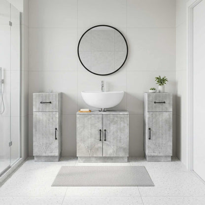 Set di armadietti da bagno in 3 pezzi HOORN Grigio Cemento