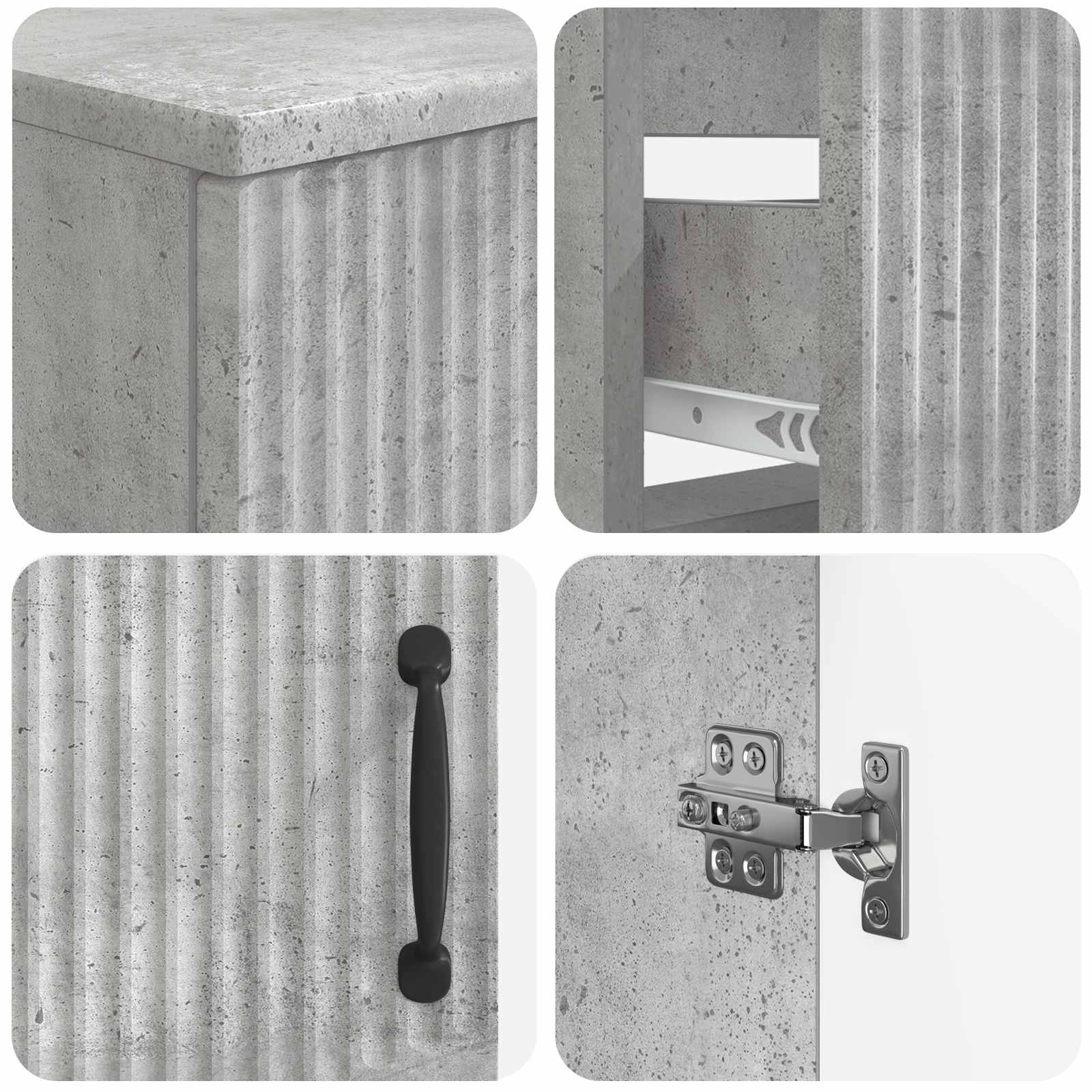Set di Armadi da Bagno da 2 Pezzi HOORN Grigio Cemento | homemem39