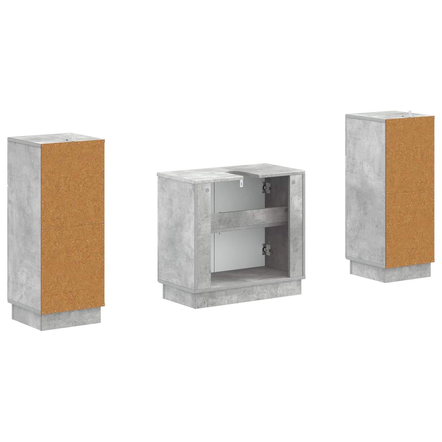 Set di Armadi da Bagno da 2 Pezzi HOORN Grigio Cemento | homemem39