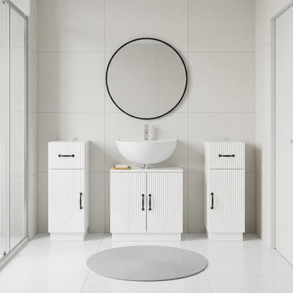 Set di armadietti da bagno in 3 pezzi HOORN Bianco Lucido