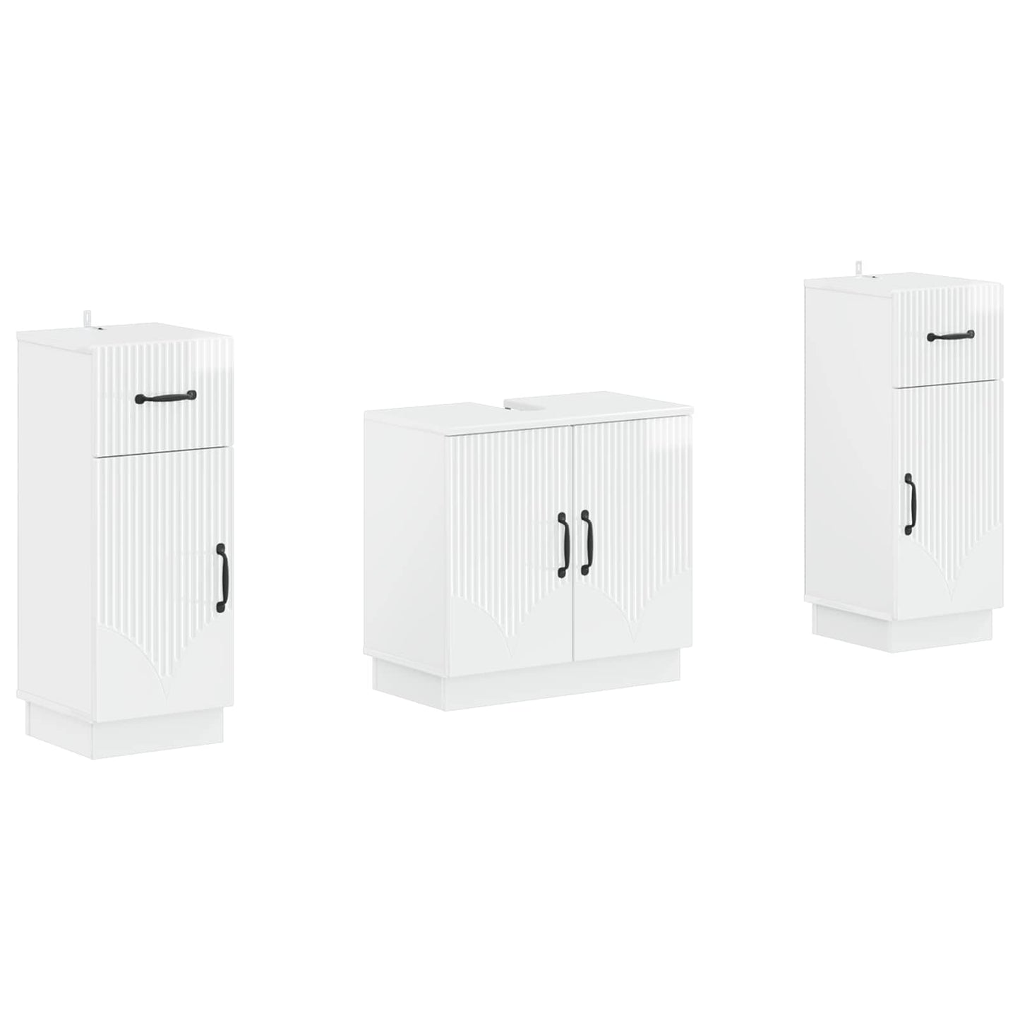 Set di armadietti da bagno in 3 pezzi HOORN Bianco Lucido