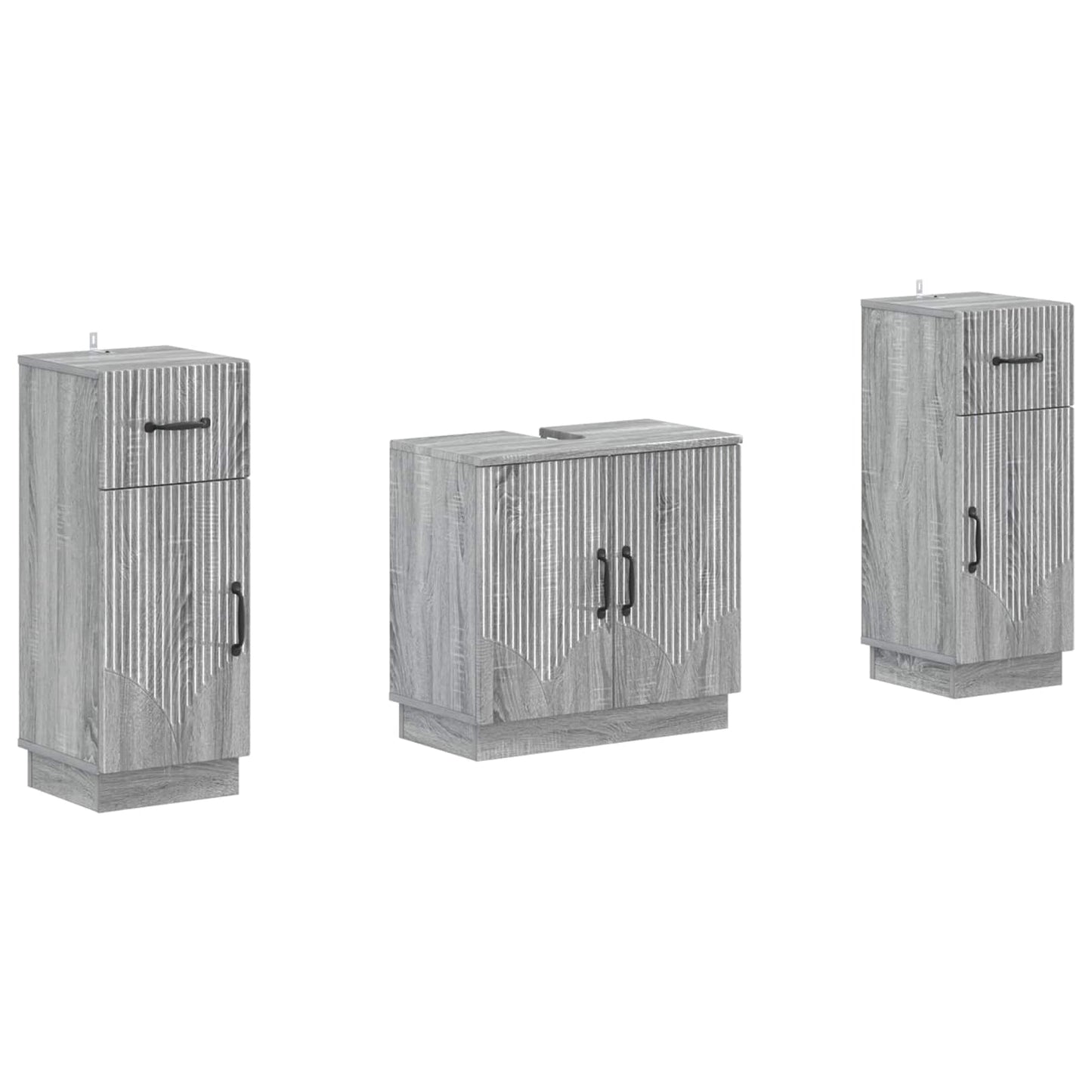 Set di Armadi da Bagno da 2 Pezzi HOORN Sonoma grigio