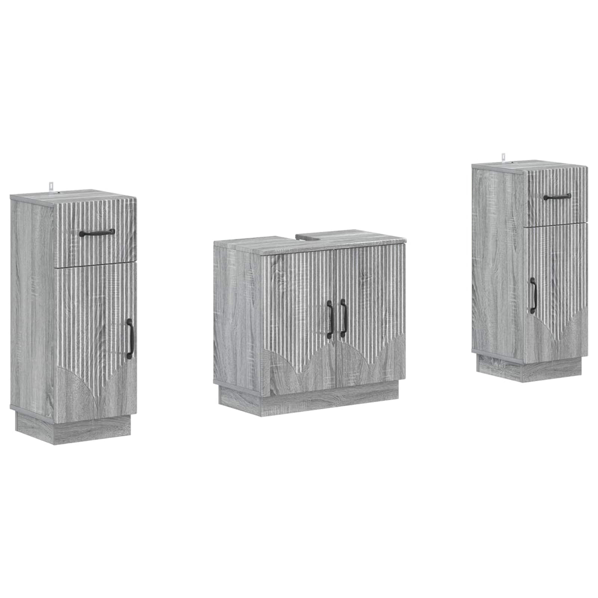 Set di armadietti da bagno in 3 pezzi HOORN Sonoma grigio