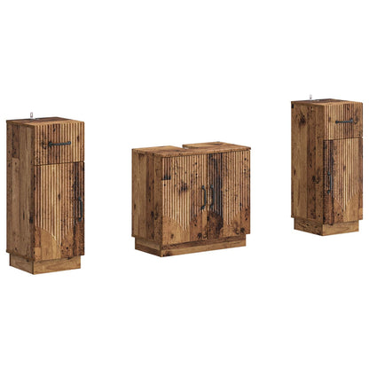 Set di armadietti da bagno in 3 pezzi HOORN Legno antico