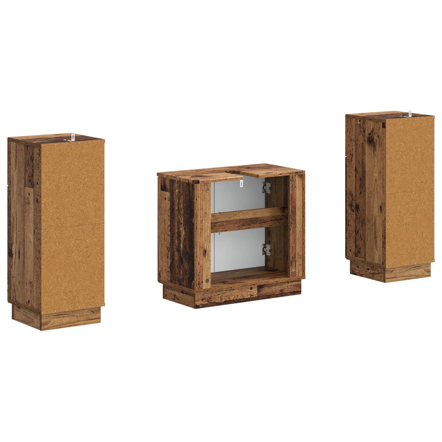 Set di armadietti da bagno in 3 pezzi HOORN Legno antico
