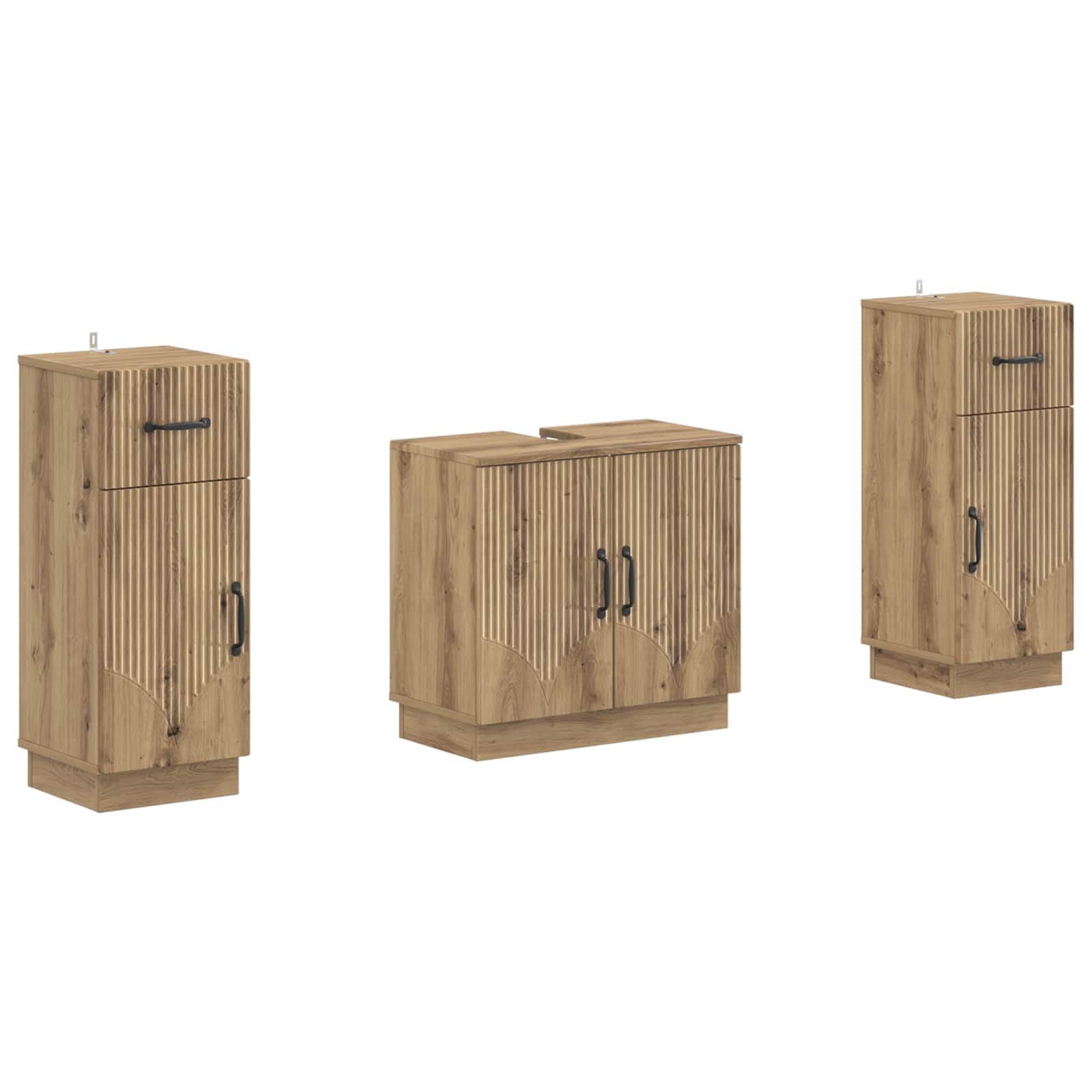 Set di Armadi da Bagno da 2 Pezzi HOORN Rovere Artigianale | homemem39