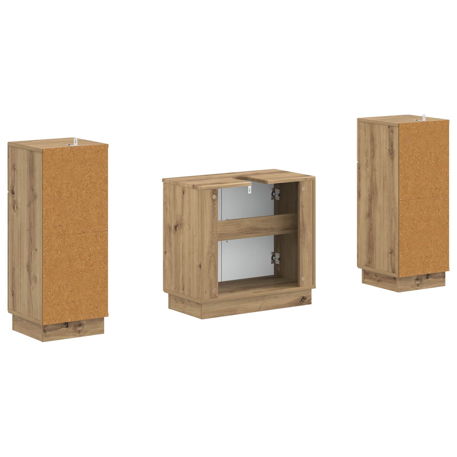 Set di Armadi da Bagno da 2 Pezzi HOORN Rovere Artigianale | homemem39