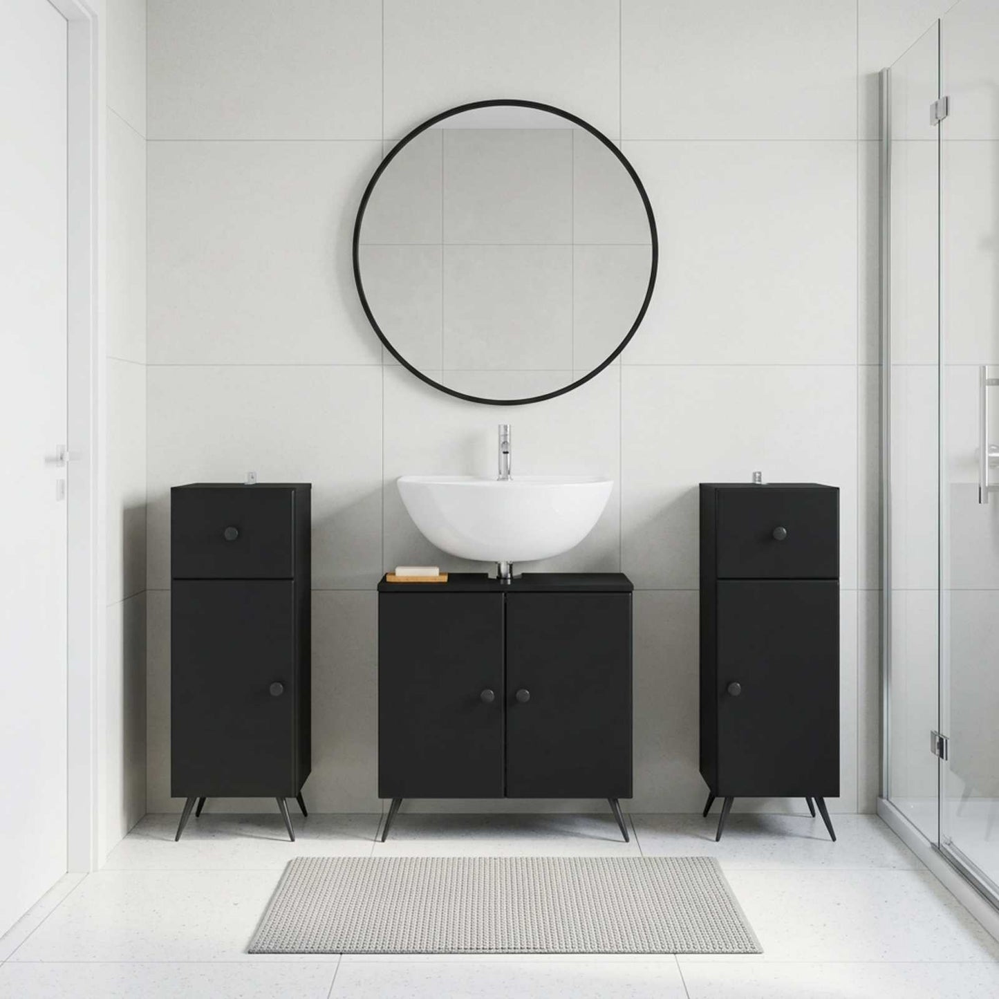 Set di armadietti da bagno in 3 pezzi BREDA Nero
