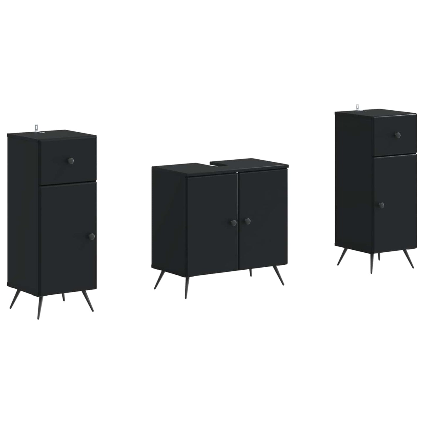 Set di Armadi da Bagno da 2 Pezzi BREDA Nero | homemem39