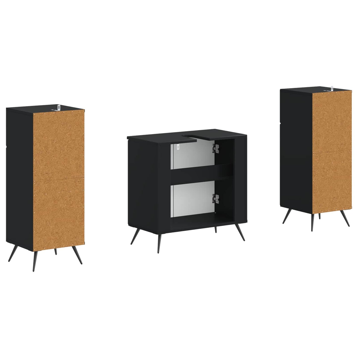 Set di armadietti da bagno in 3 pezzi BREDA Nero