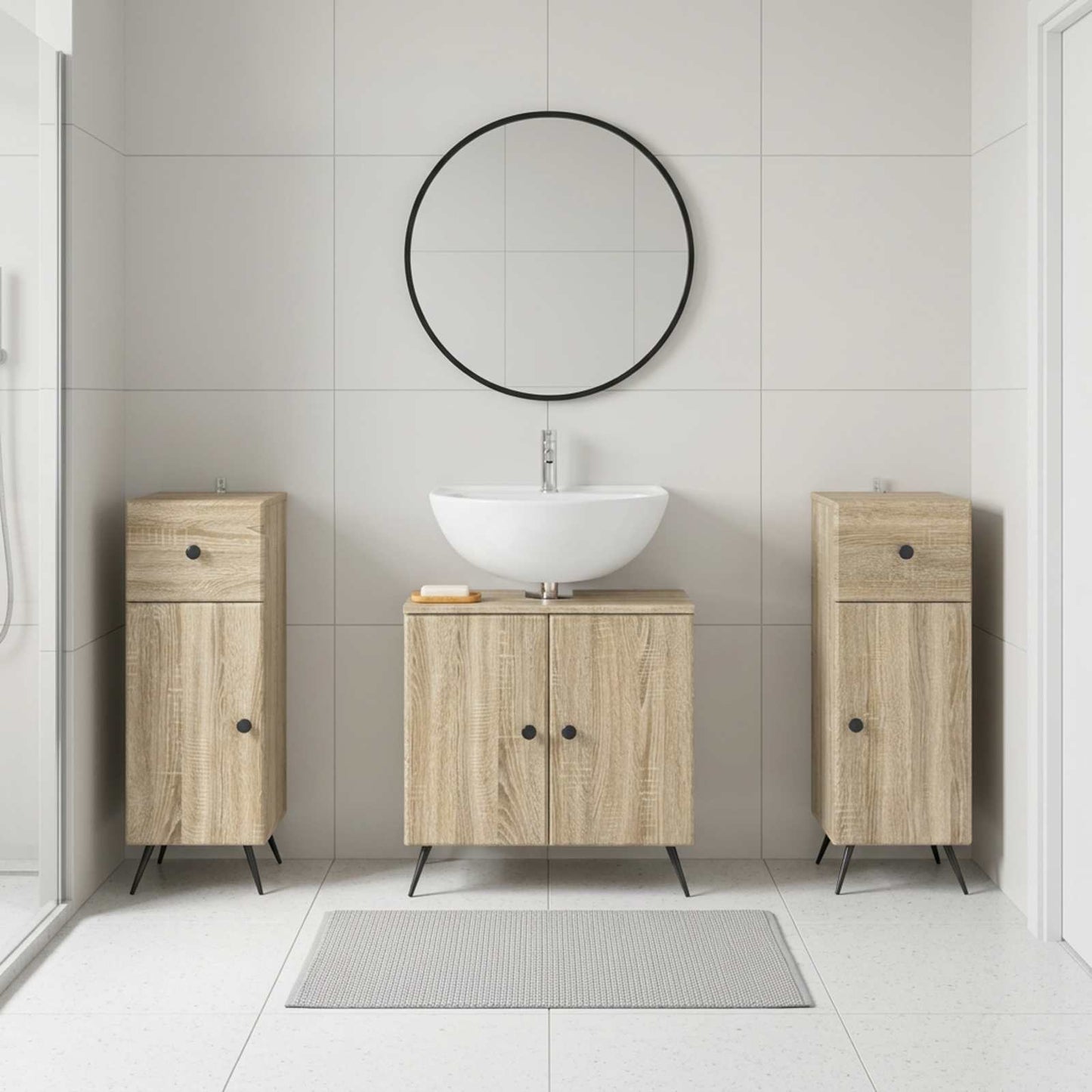 Set di armadietti da bagno in 3 pezzi BREDA Rovere Sonoma