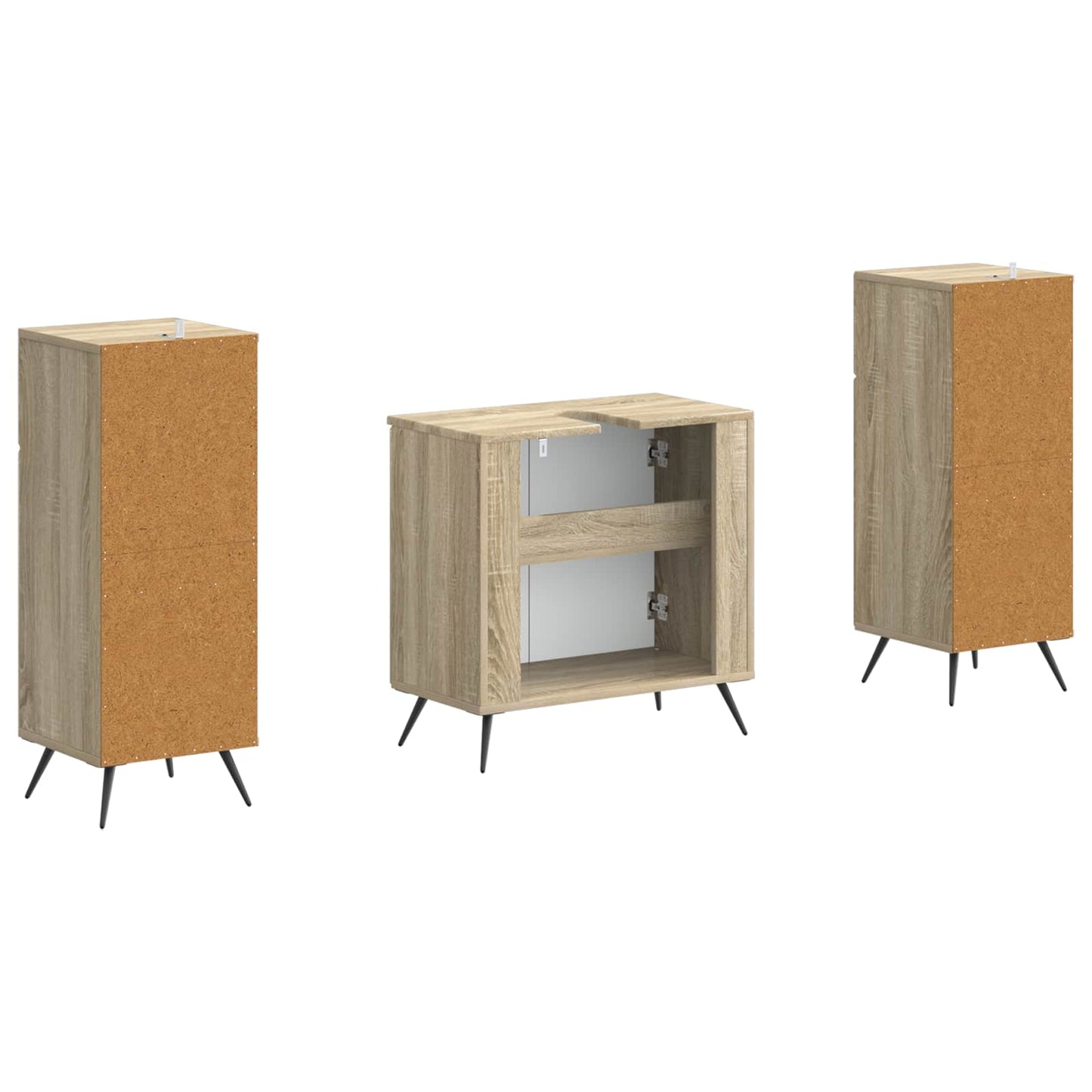 Set di armadietti da bagno in 3 pezzi BREDA Rovere Sonoma