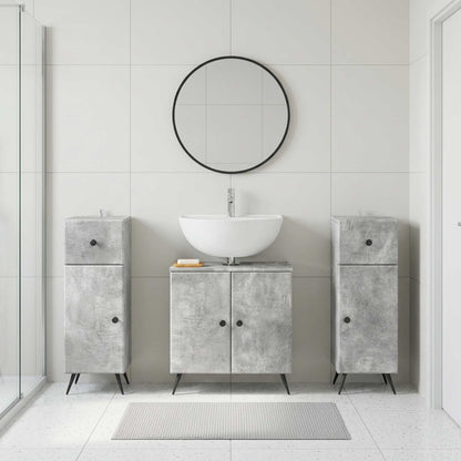 Set di armadietti da bagno in 3 pezzi BREDA Grigio Cemento